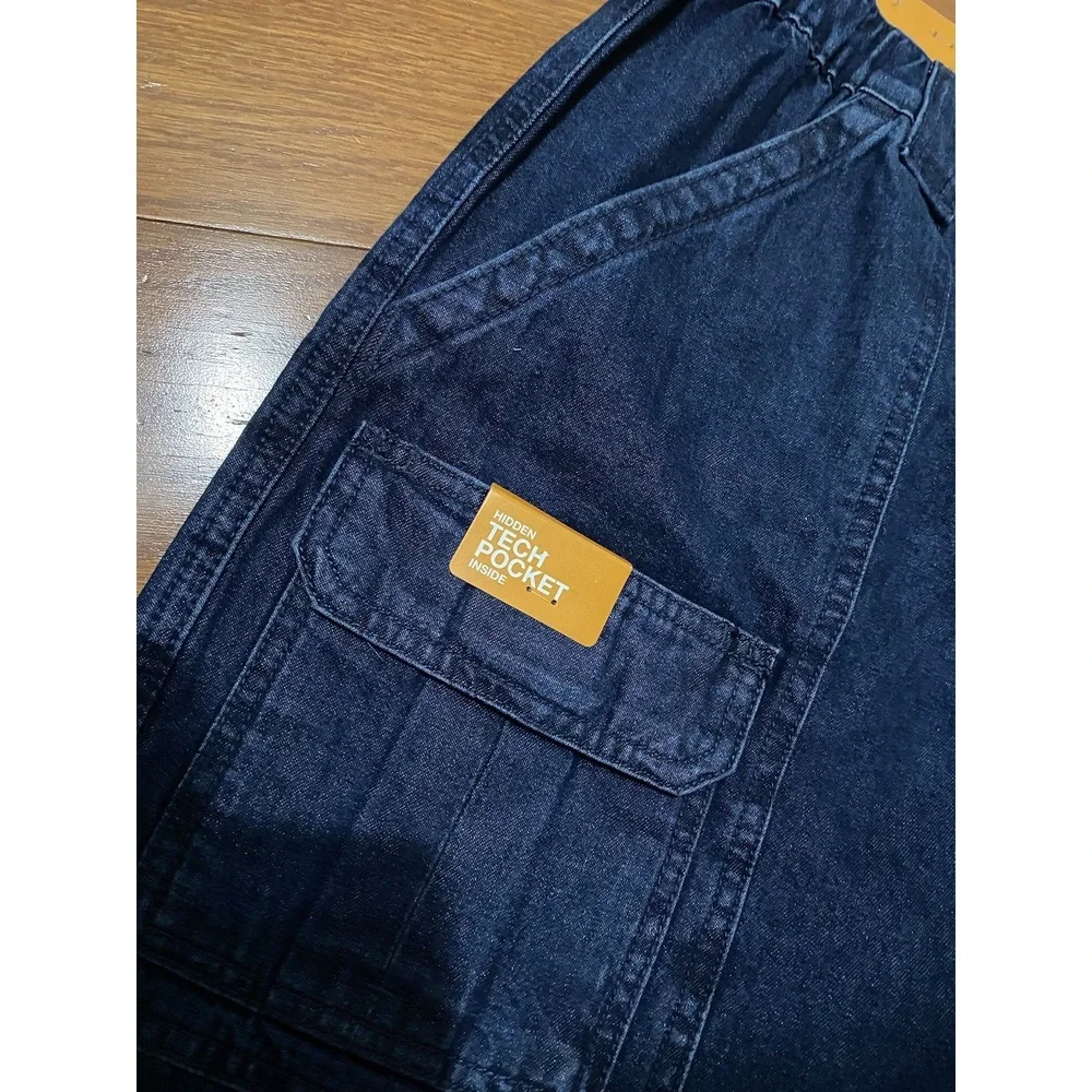 Savane Cargo Shorts Men's 34 Denim Elastic Waist Tech Pocket Hiking New! NWT